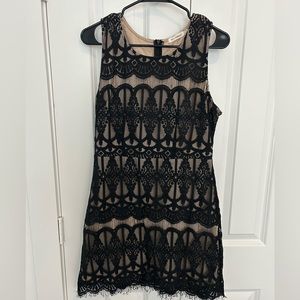 Lace tan and black party dress